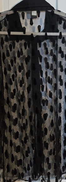 Hot Topic Black Flocked Coffin Sheer Long-Sleeve Button-Up 1, XS - Picture 7 of 8